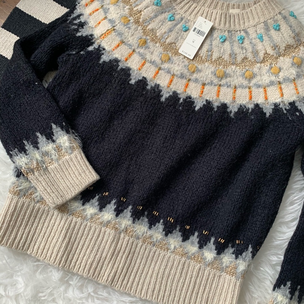 SOLD! Anthropologie fair isle sparkle sweater - Picture 6 of 9